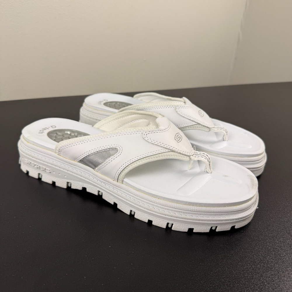 Skechers G-Tech Thong Sandals Women's 10 White Comfort Platform Flip Flops Y2K - Picture 2 of 16